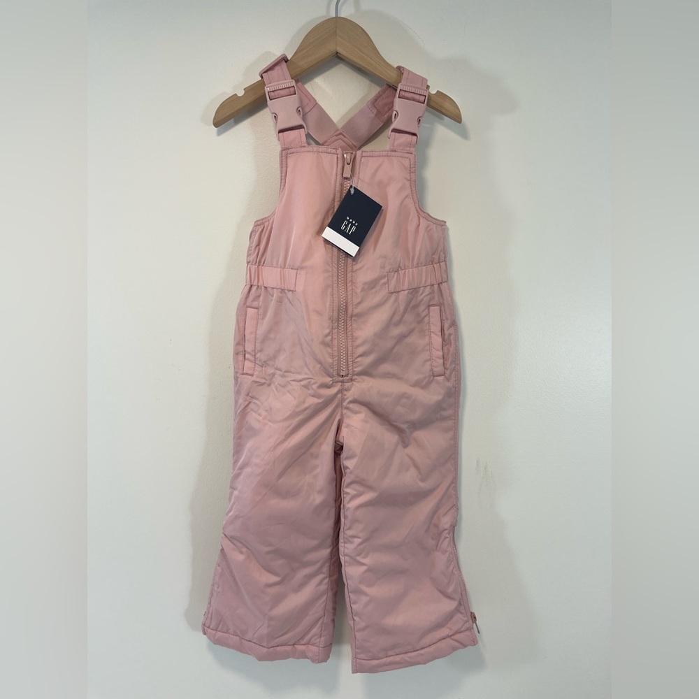 NWT Baby GAP toddler girls pink snow pants bibs 2T